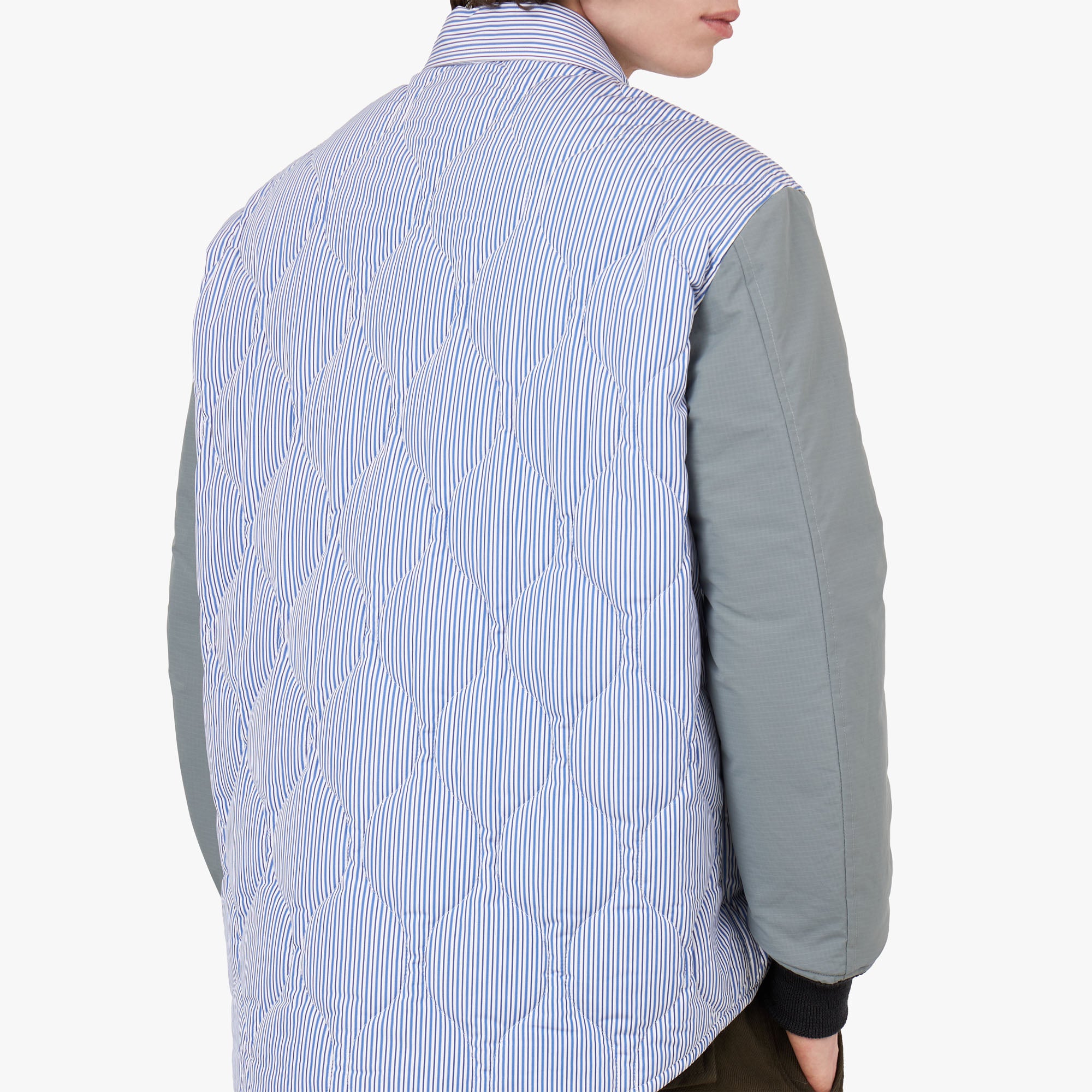COMME des GARCONS HOMME Quilted Shirt Jacket White Blue Livestock