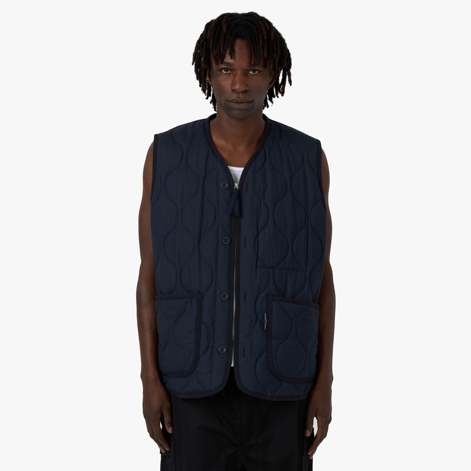 COMME des GARÇONS HOMME Herringbone Quilted Vest / Navy 1