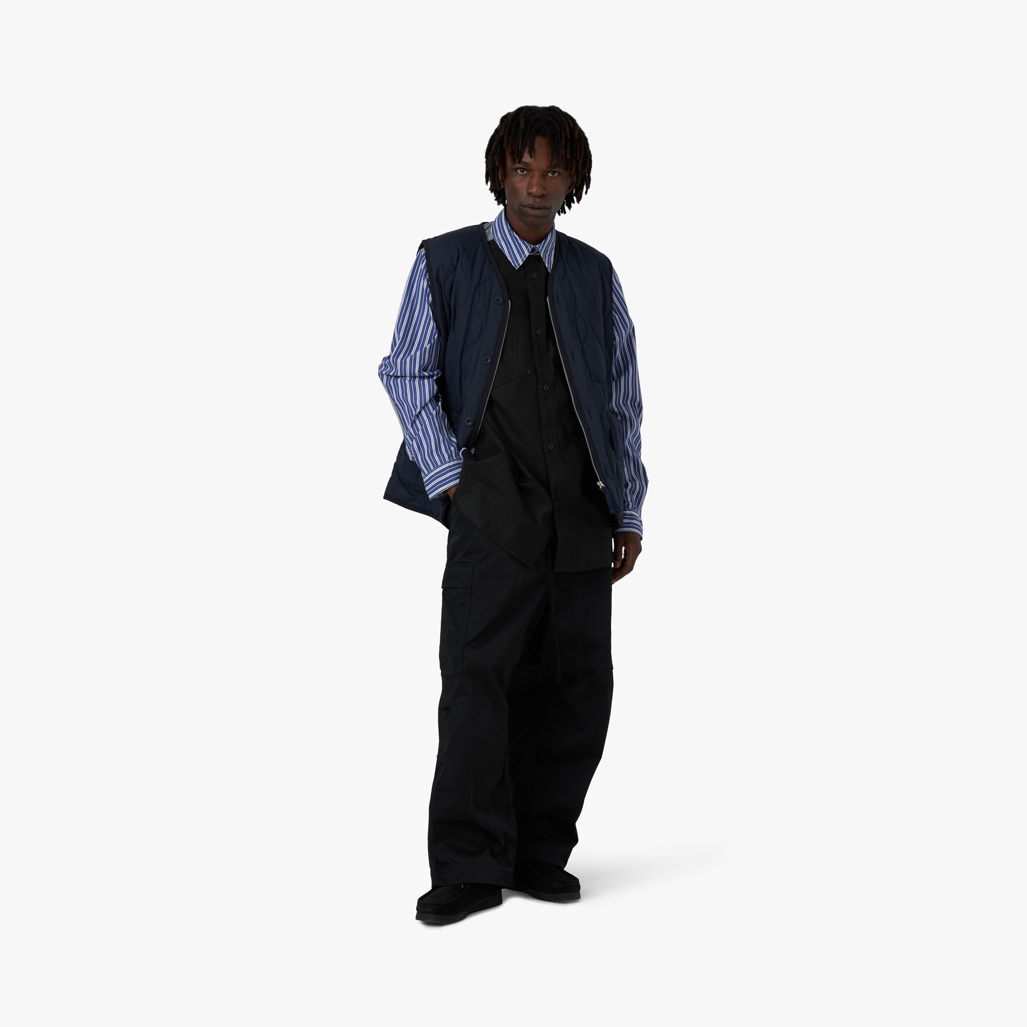 COMME des GARCONS HOMME Herringbone Quilted Vest Navy Livestock
