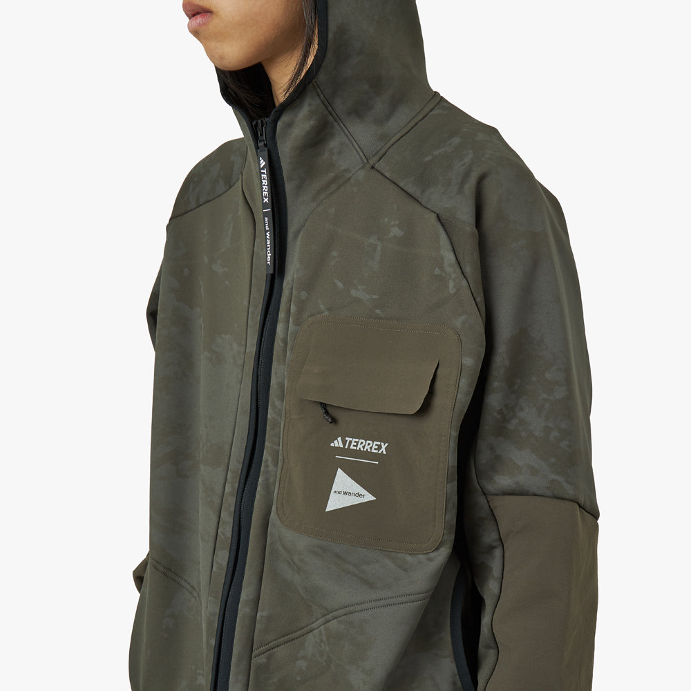 adidas Terrex x and wander Fleece Jacket Shadow Olive Livestock