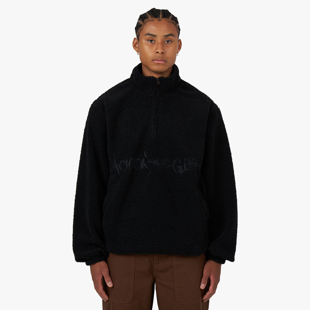 Black sherpa pullover best sale
