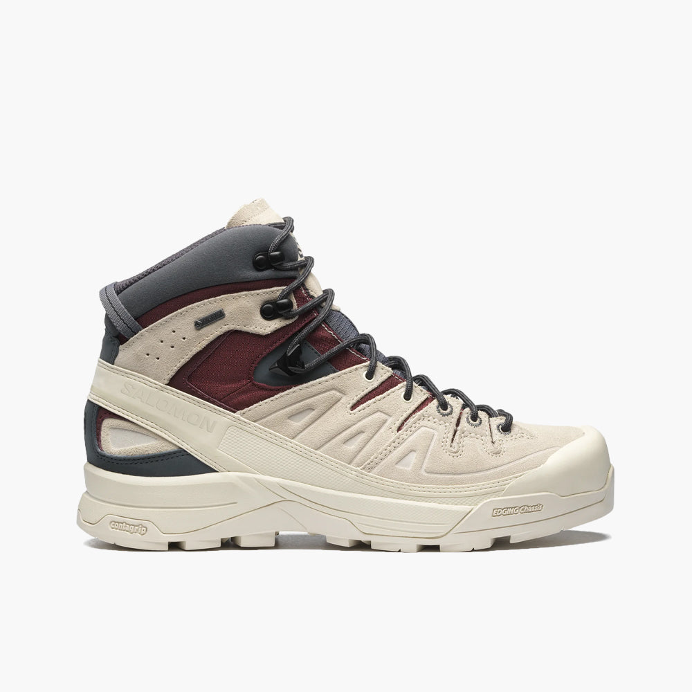 Salomon X ALP Mid Leather GORE TEX Almond Milk Catawba Grape Turbu Livestock