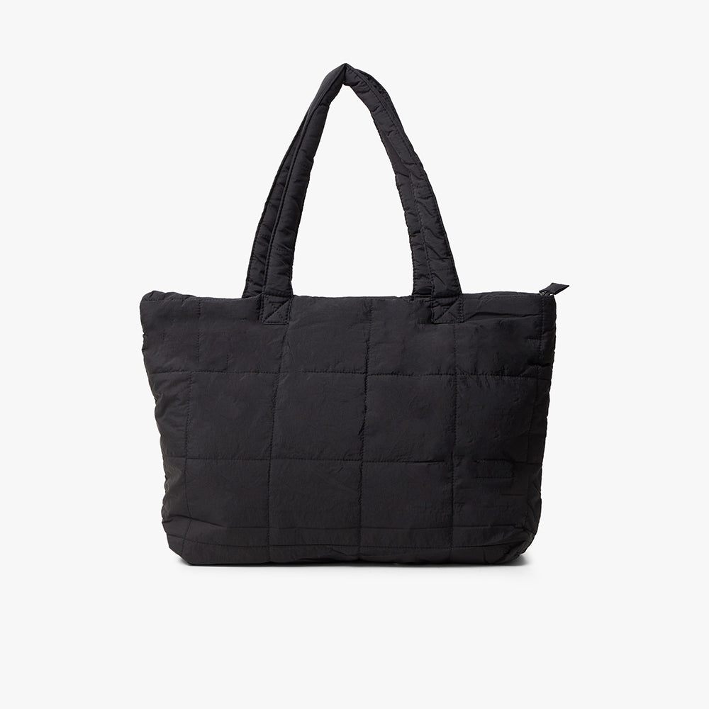 Black quilted nylon tote bag new arrivals