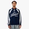 Metalwood Knit Football Top Navy 1