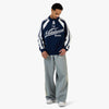 Metalwood Knit Football Top Navy 6
