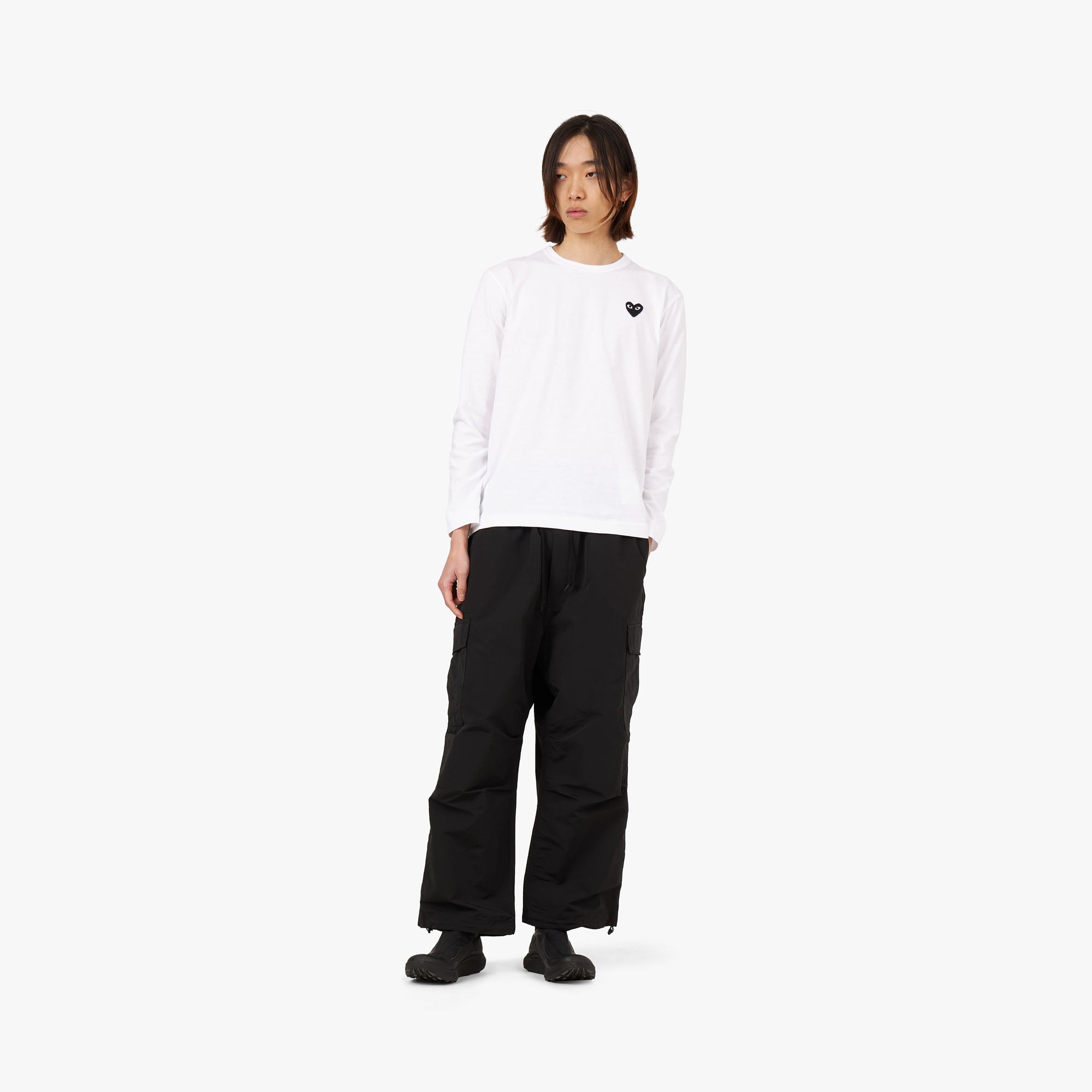 COMME des GARCONS PLAY Black Heart Long Sleeve T shirt White Livestock
