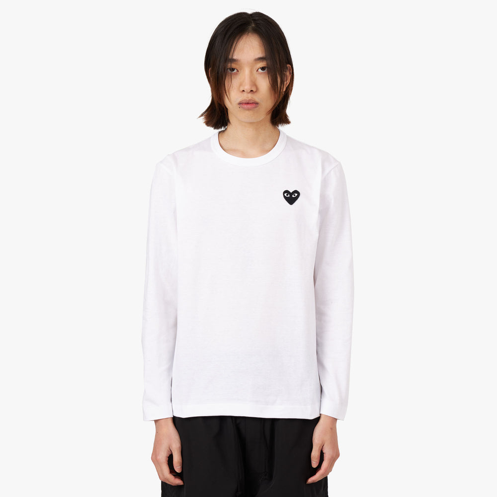 COMME des GARCONS PLAY Black Heart Long Sleeve T shirt White Livestock