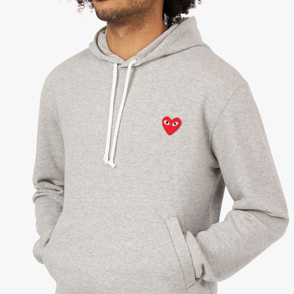 COMME des GARCONS PLAY Red Heart Pullover Hoodie Grey