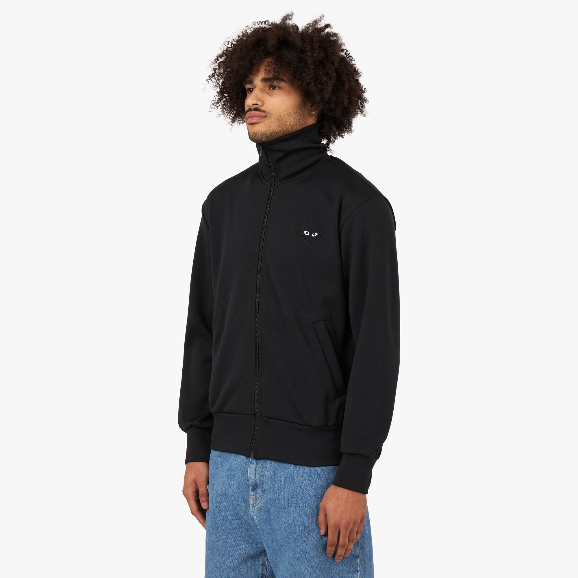 COMME des GARCONS PLAY Big Heart Zip Up Sweatshirt Black Livestock