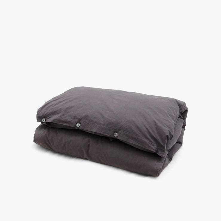 Tekla Cotton Percale Duvet Cover Queen / Dark Taupe 1