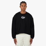 4YE Swoosh Raw Hem Crewneck Black / White 1