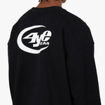 4YE Swoosh Raw Hem Crewneck Black / White 5