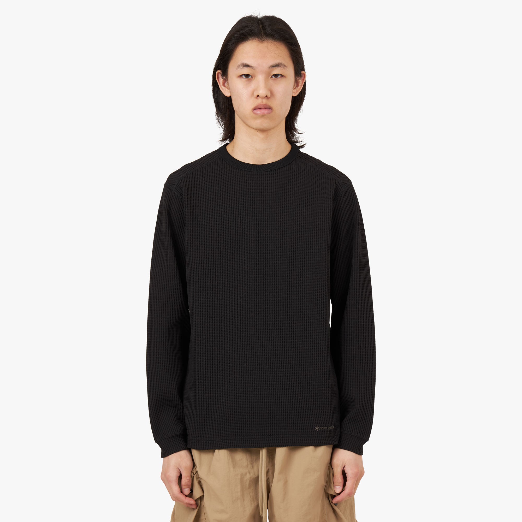 Snow Peak Dry Waffle Long Sleeve T-shirt / Black 1