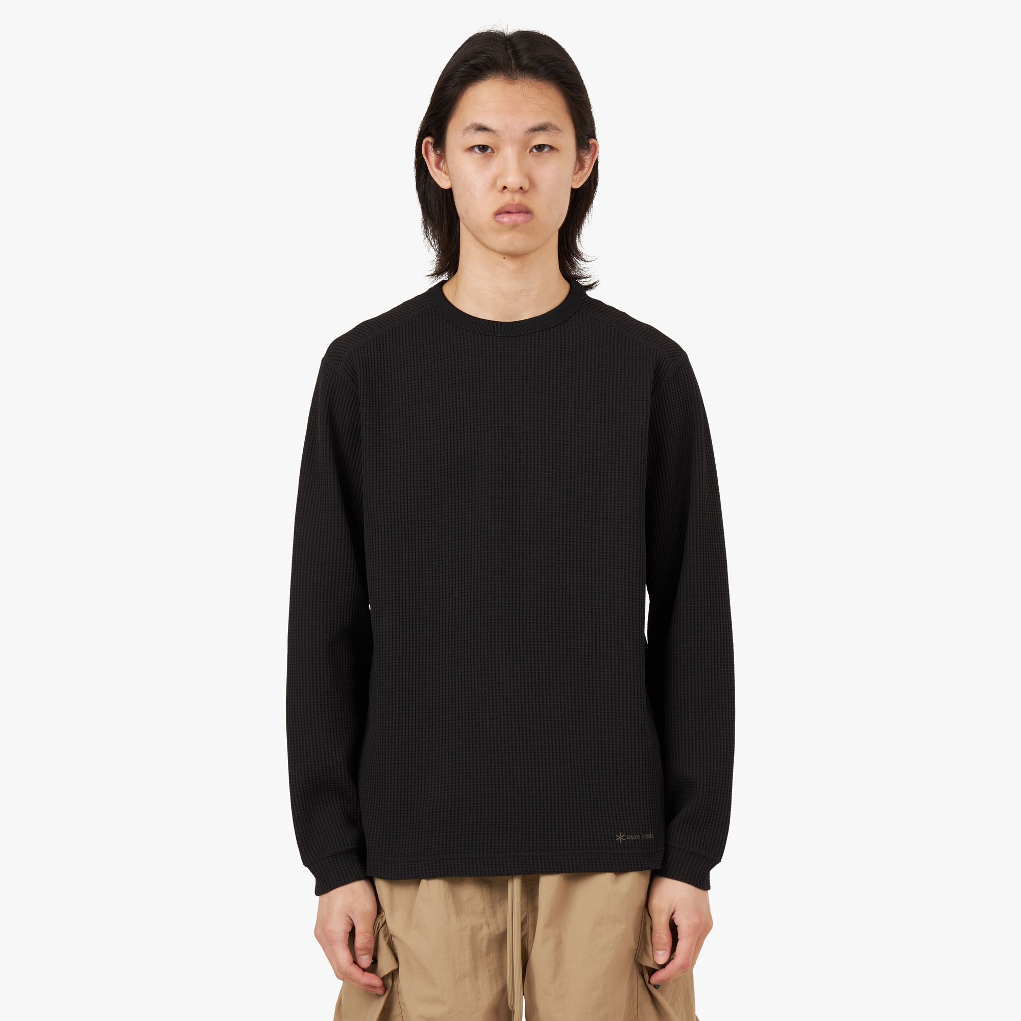Snow Peak Dry Waffle Long Sleeve T shirt Black