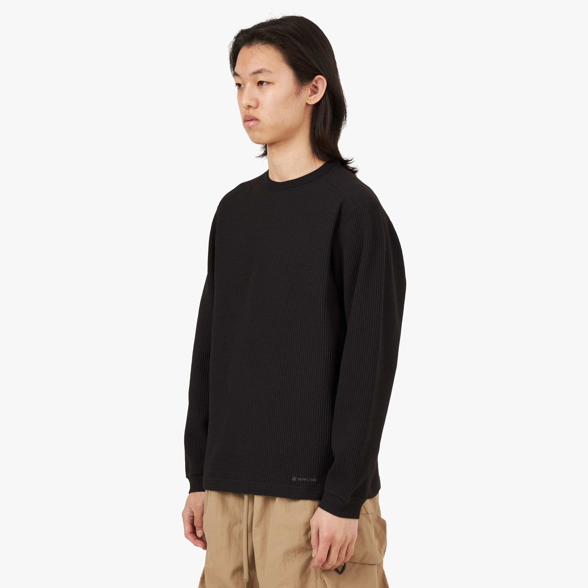 Black waffle long sleeve shop
