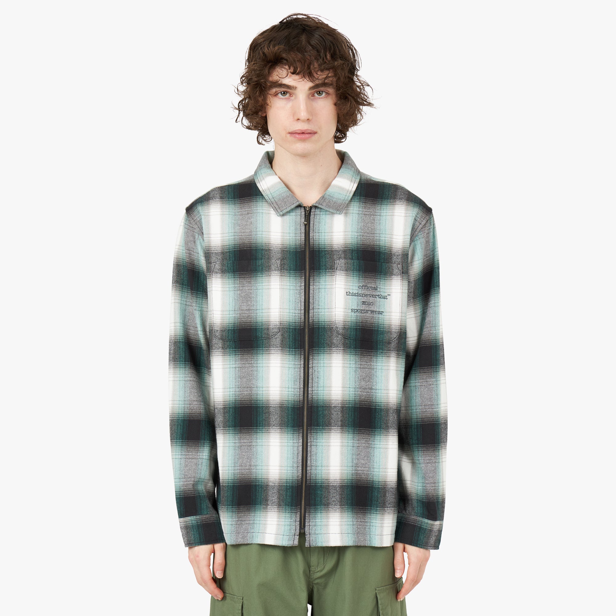 thisisneverthat Flannel Zip Shirt / Green 1
