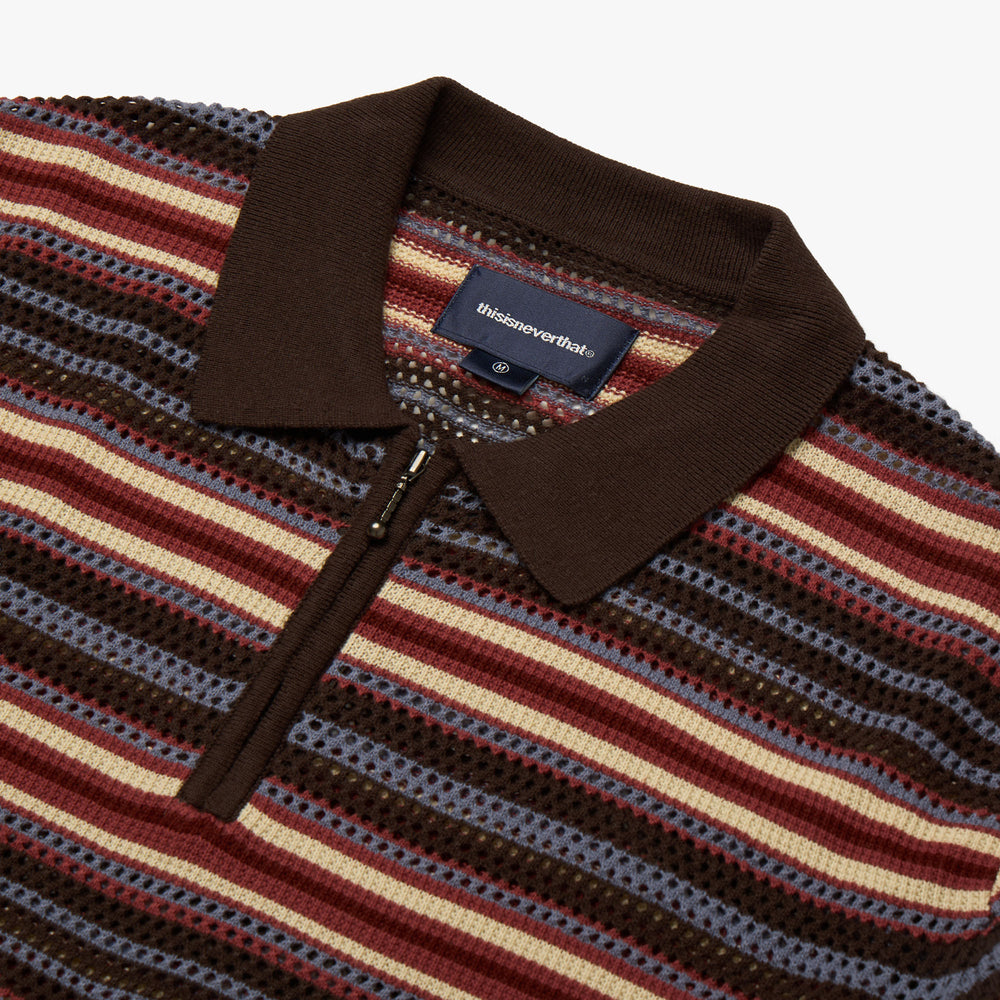 thisisneverthat Striped Knit Polo Red – Livestock
