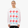 The Trilogy Tapes Red And Blue Split Longsleeve / White 1