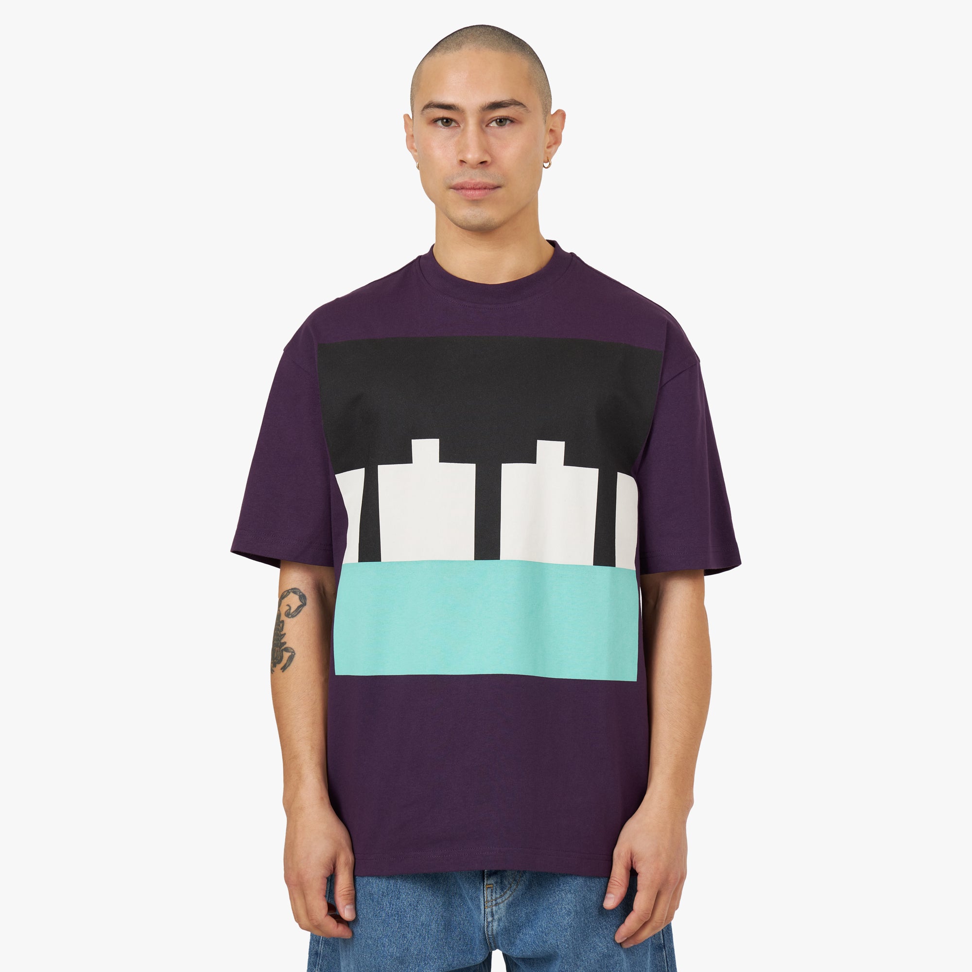 The Trilogy Tapes Block T-Shirt / Purple 1