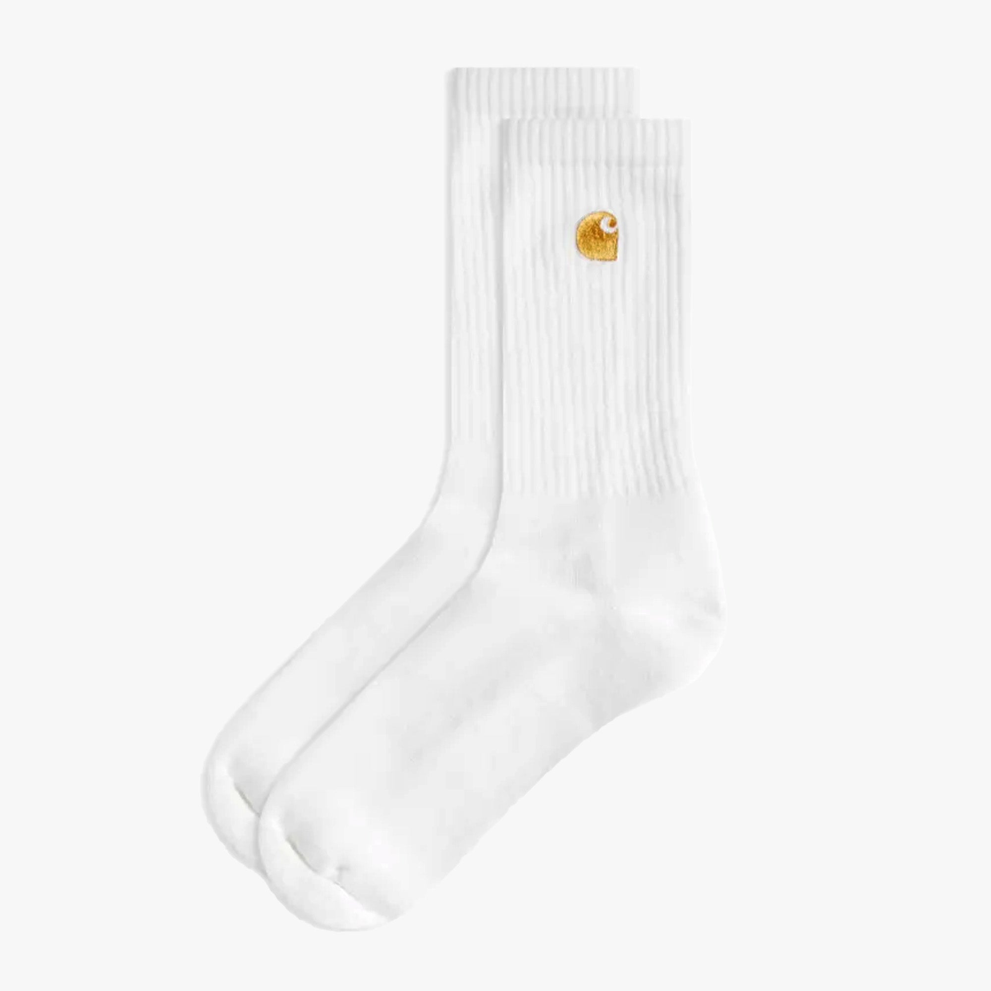 Chaussettes Carhartt WIP Chase blanches / dorées 1