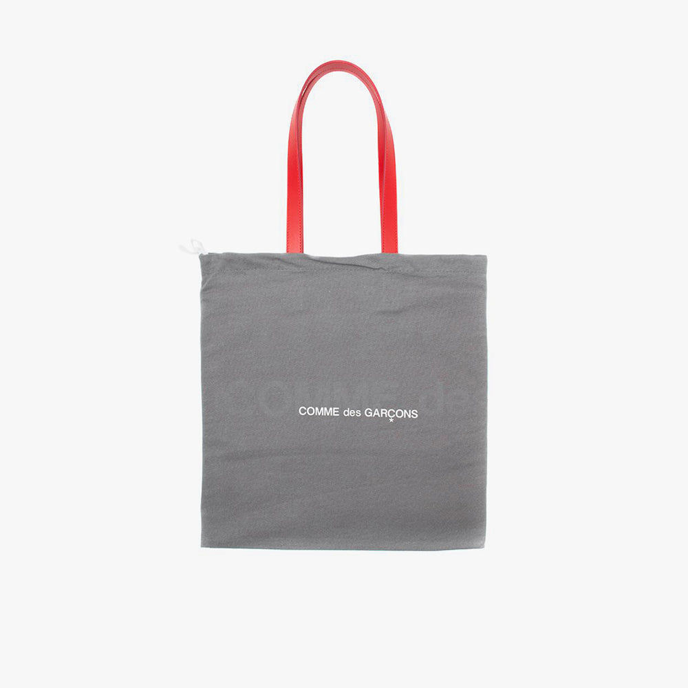 COMME des GAR ONS WALLET Huge Logo Leather Tote Bag Red
