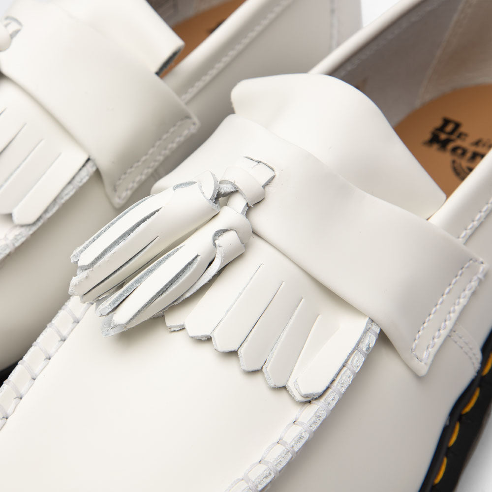 Dr. Martens Adrian Yellow Stitch Tassel Loafer White Smooth