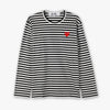 COMME des GARÇONS PLAY Red Heart Striped Long Sleeve T-shirt Black / White 4