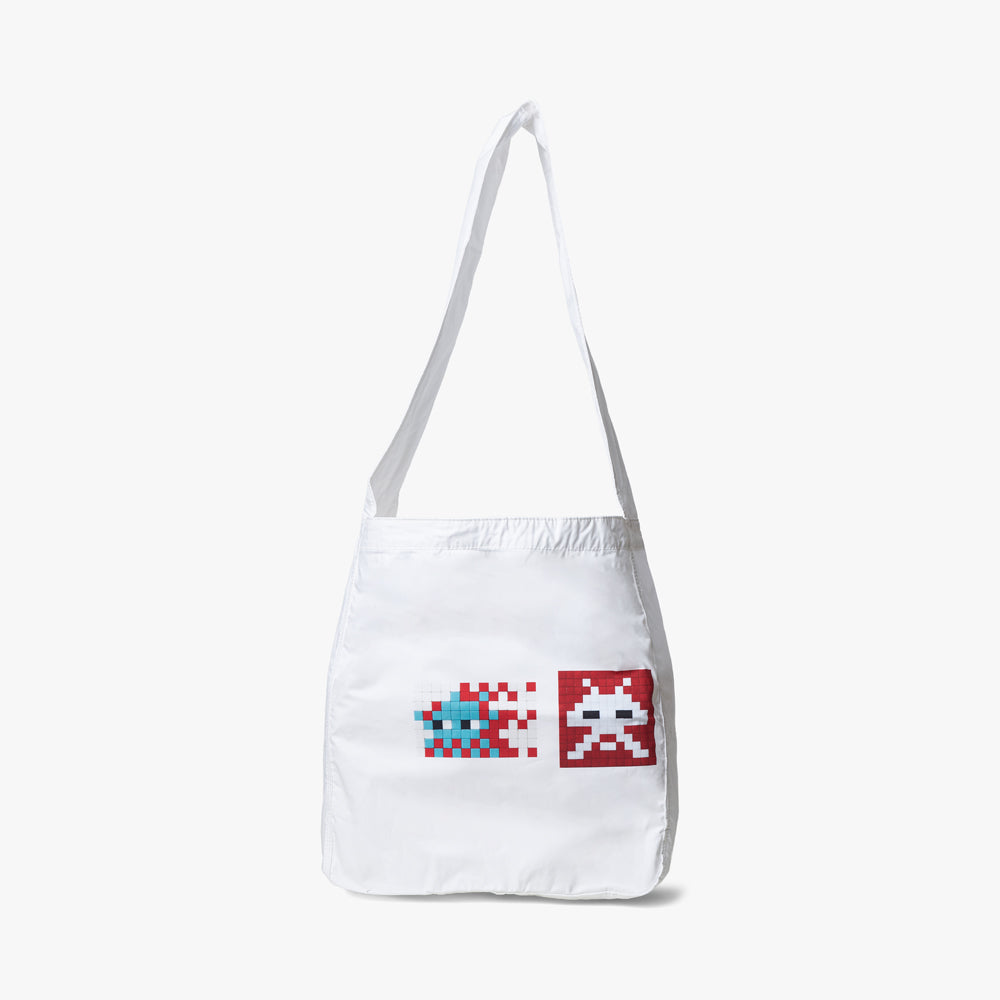 COMME des GAR ONS SHIRT Invader Print Bag White Livestock