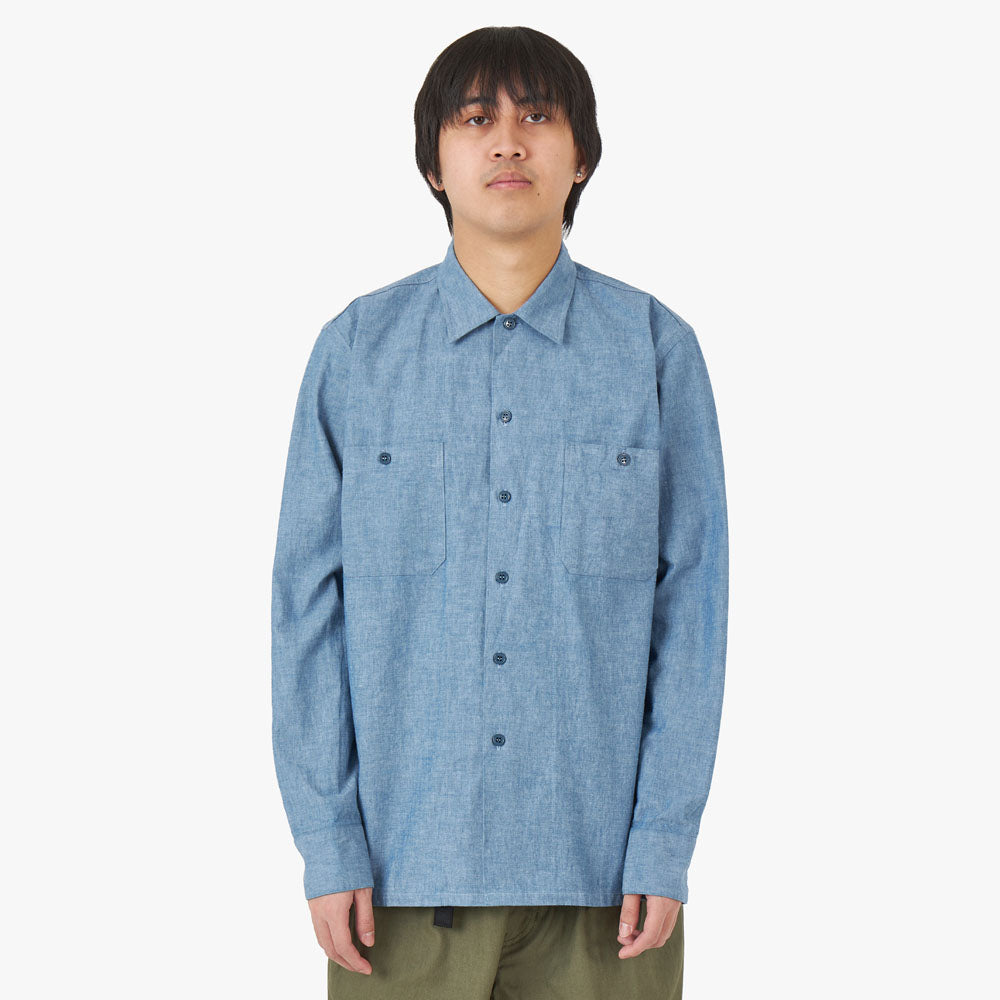 BEAMS PLUS Mil Open Collar Shirt / Sax