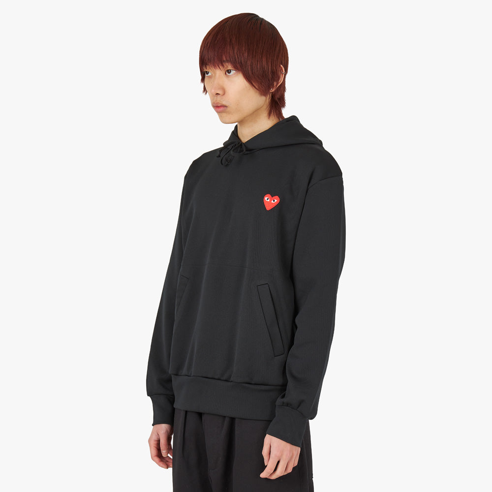 COMME des GAR ONS PLAY Red Heart Pullover Hoodie Black Livestock