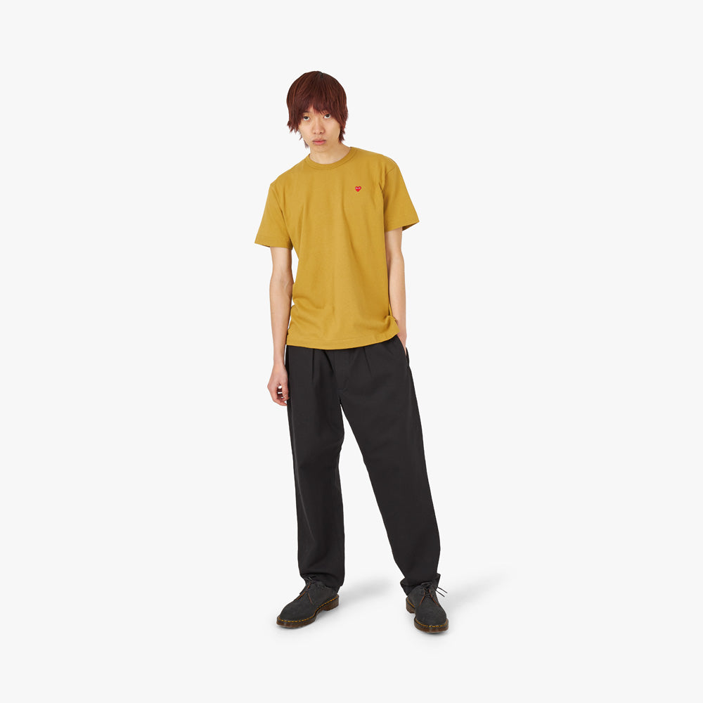 COMME des GARCONS PLAY Small Red Heart T Shirt Olive Livestock