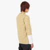 COMME des GARÇONS PLAY Red Heart Striped Long Sleeve T-shirt Olive / White 3