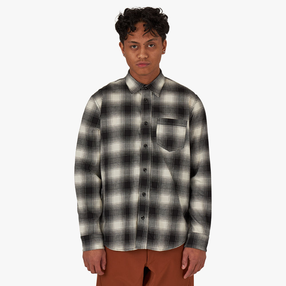 Whim Flannel Cotton Fly Collar Shirt / Shadow Plaid 1