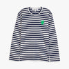 COMME des GARÇONS PLAY Green Heart Striped Long Sleeve T-Shirt Navy / White 4