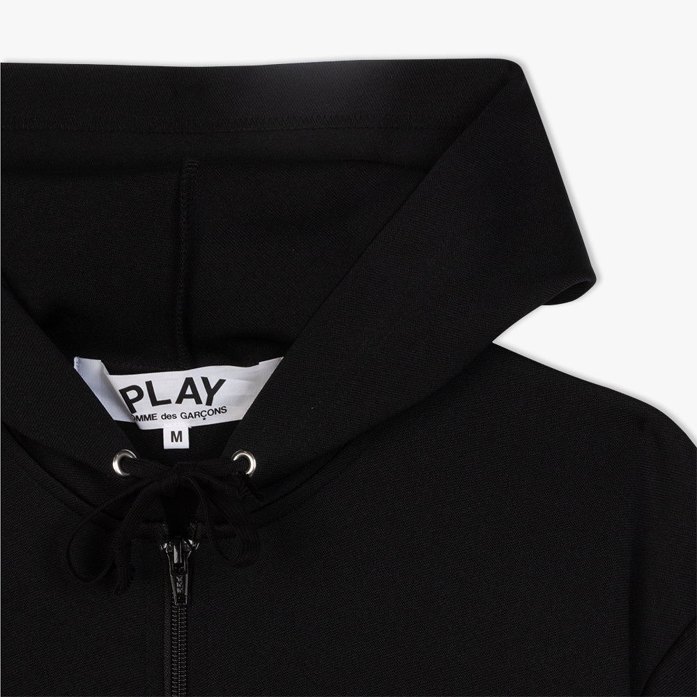 COMME des GAR ONS PLAY Red Heart Zip Up Hoodie Black