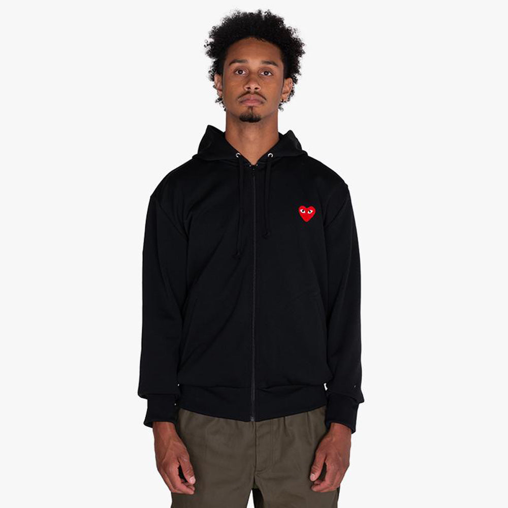 COMME des GARÇONS PLAY Red Heart Zip-Up Hoodie / Black – Livestock