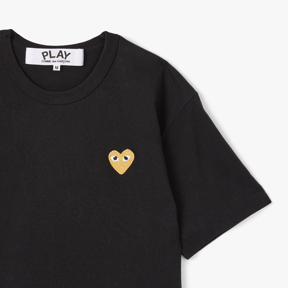 COMME des GARCONS PLAY Gold Heart T shirt Black Livestock
