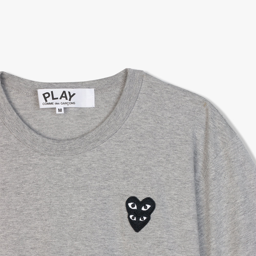 Cdg grey shirt black heart cheap