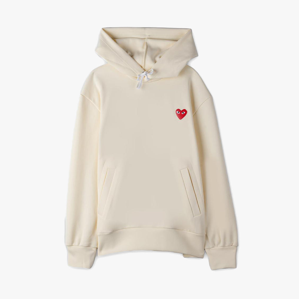 COMME des GARÇONS PLAY Red Heart Pullover Hoodie / Ivory 1