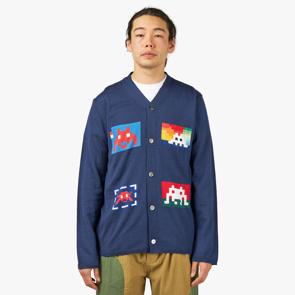 COMME des GAR ONS SHIRT Knit Cardigan Navy