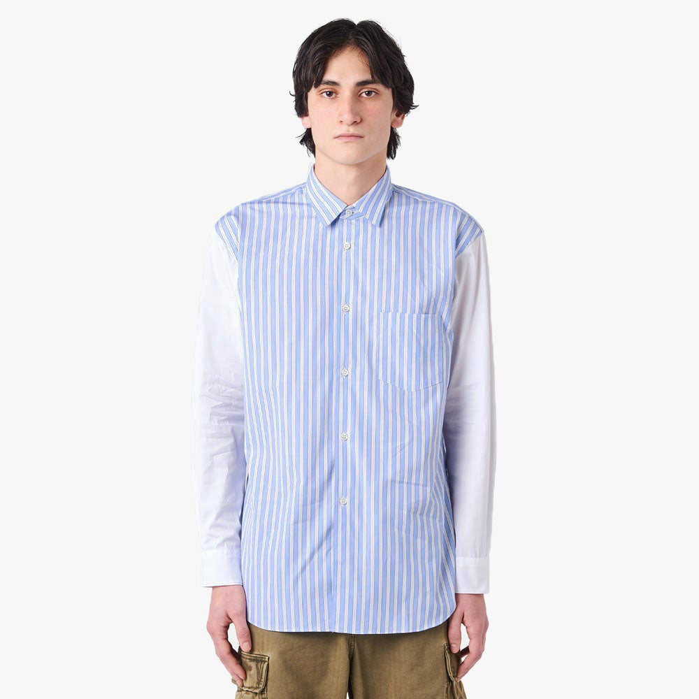 COMME des GAR ONS SHIRT Pinstripe Shirt Blue White