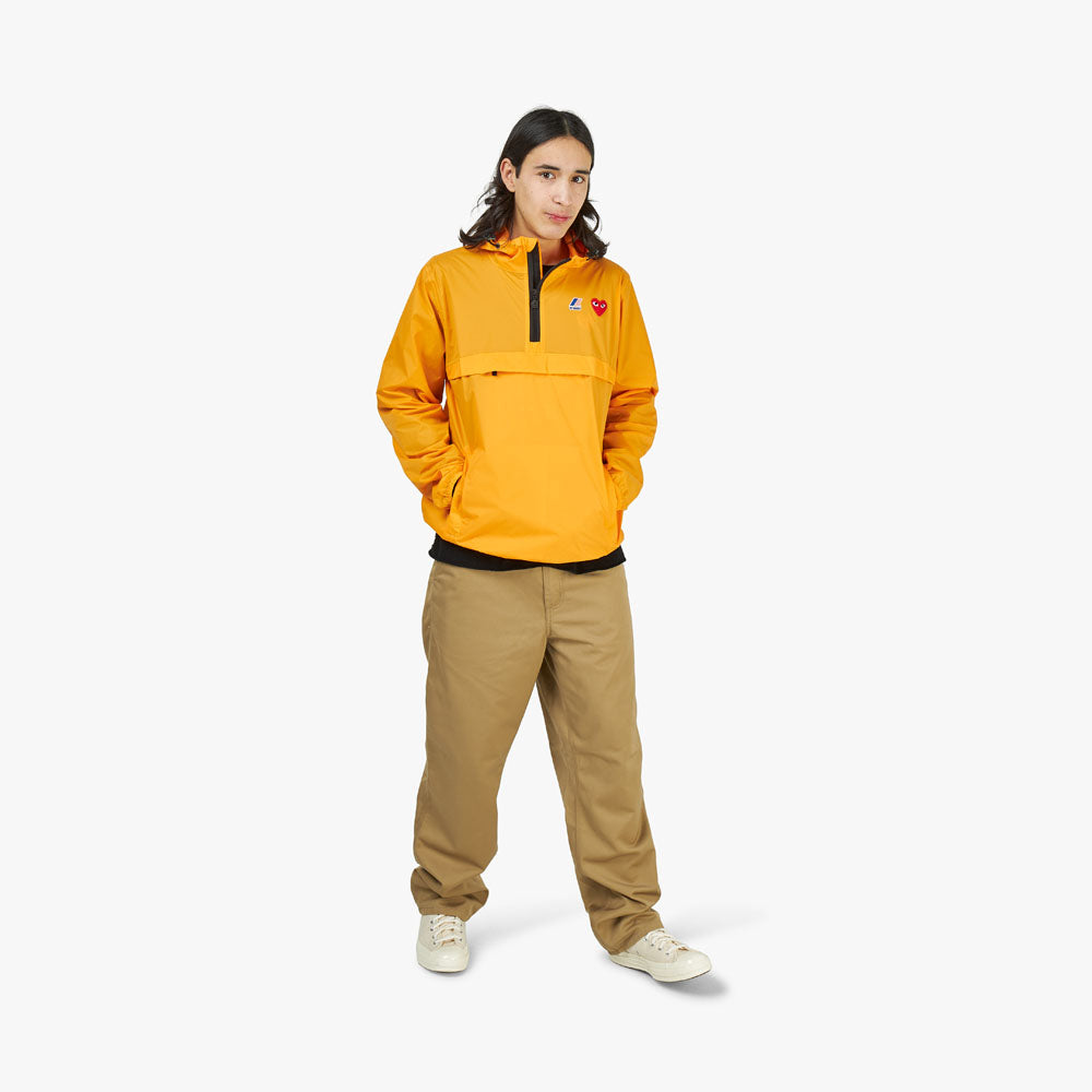 COMME des GARCONS PLAY x K Way Half Zip Hoodie Orange Livestock