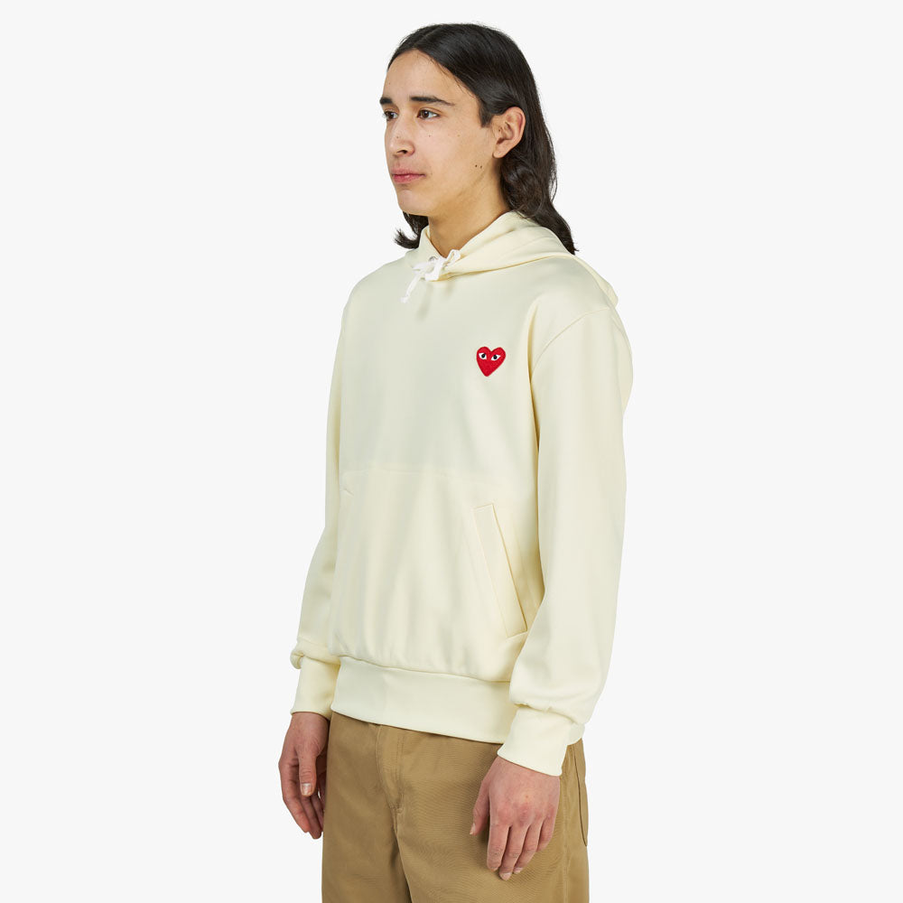 COMME des GARCONS PLAY Red Heart Pullover Hoodie Ivory Livestock