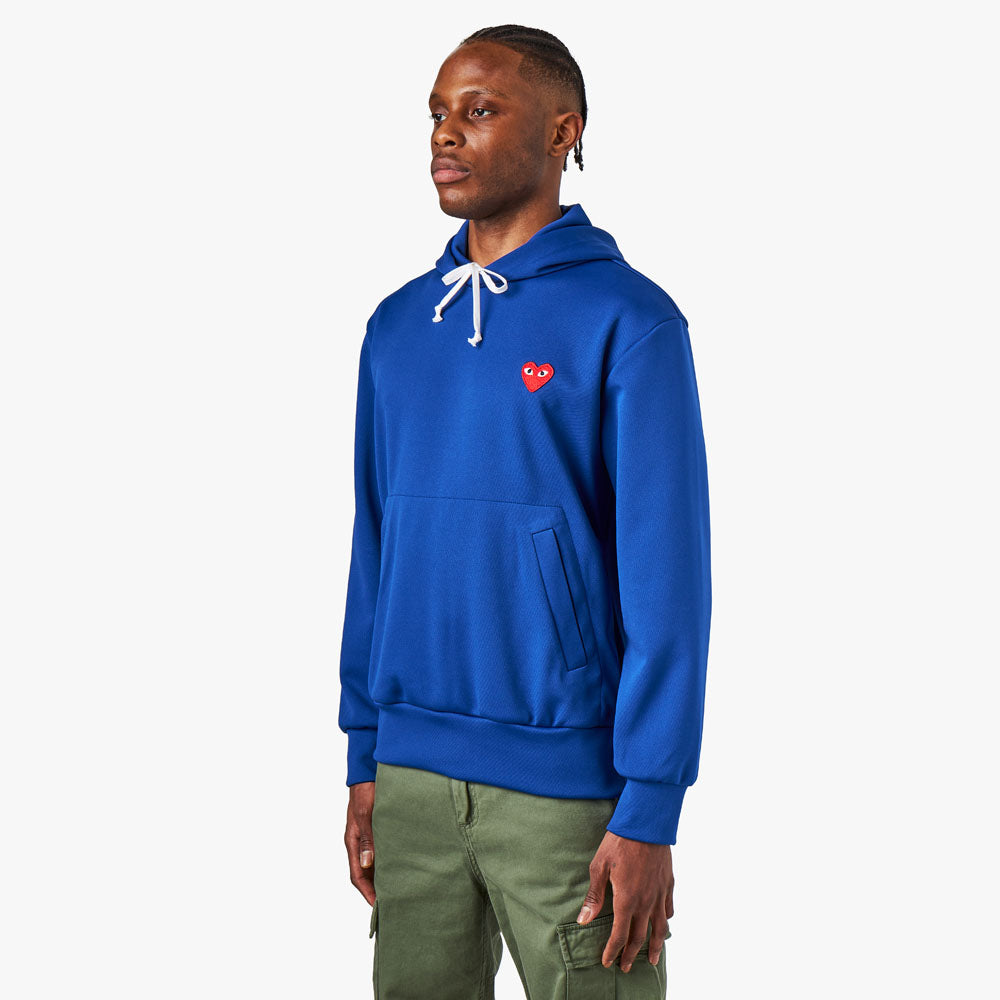 COMME des GAR ONS PLAY Red Heart Pullover Hoodie Navy Livestock