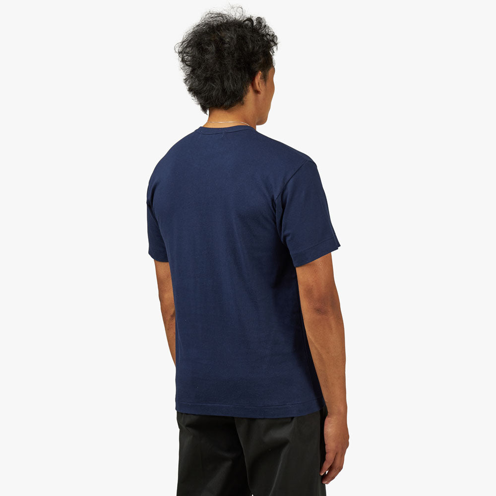 COMME des GAR ONS PLAY T shirt Navy Livestock
