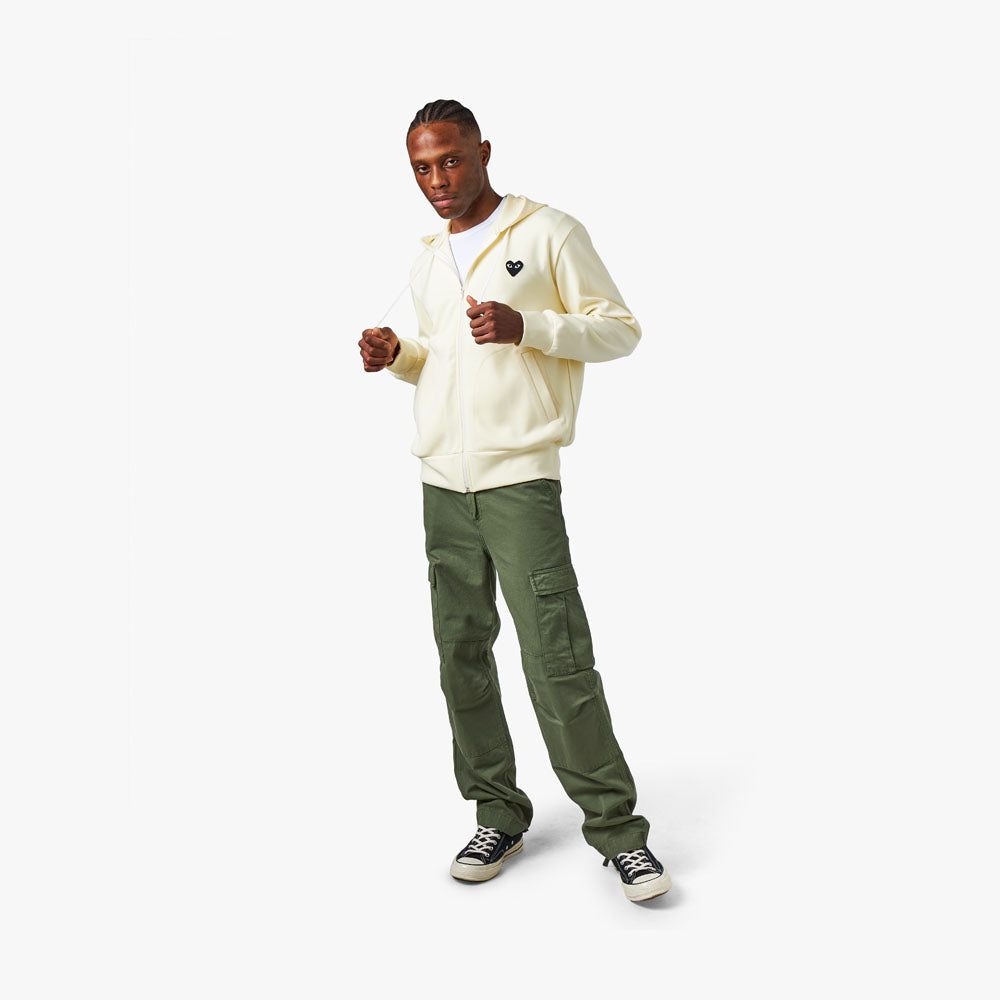 COMME des GAR ONS PLAY Big Heart Full Zip Hoodie Ivory Livestock