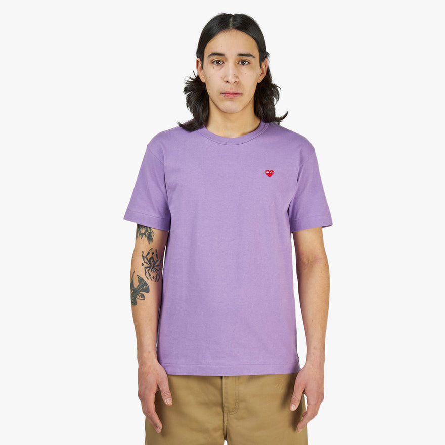 COMME des GAR ONS PLAY Red Heart T shirt Purple