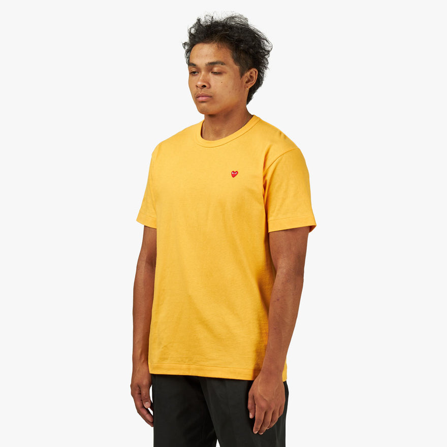 COMME des GARCONS PLAY Small Red Heart T Shirt Yellow Livestock