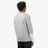 COMME des GARCONS PLAY Small Red Heart Striped White Sleeve T-Shirt / Grey / White 3
