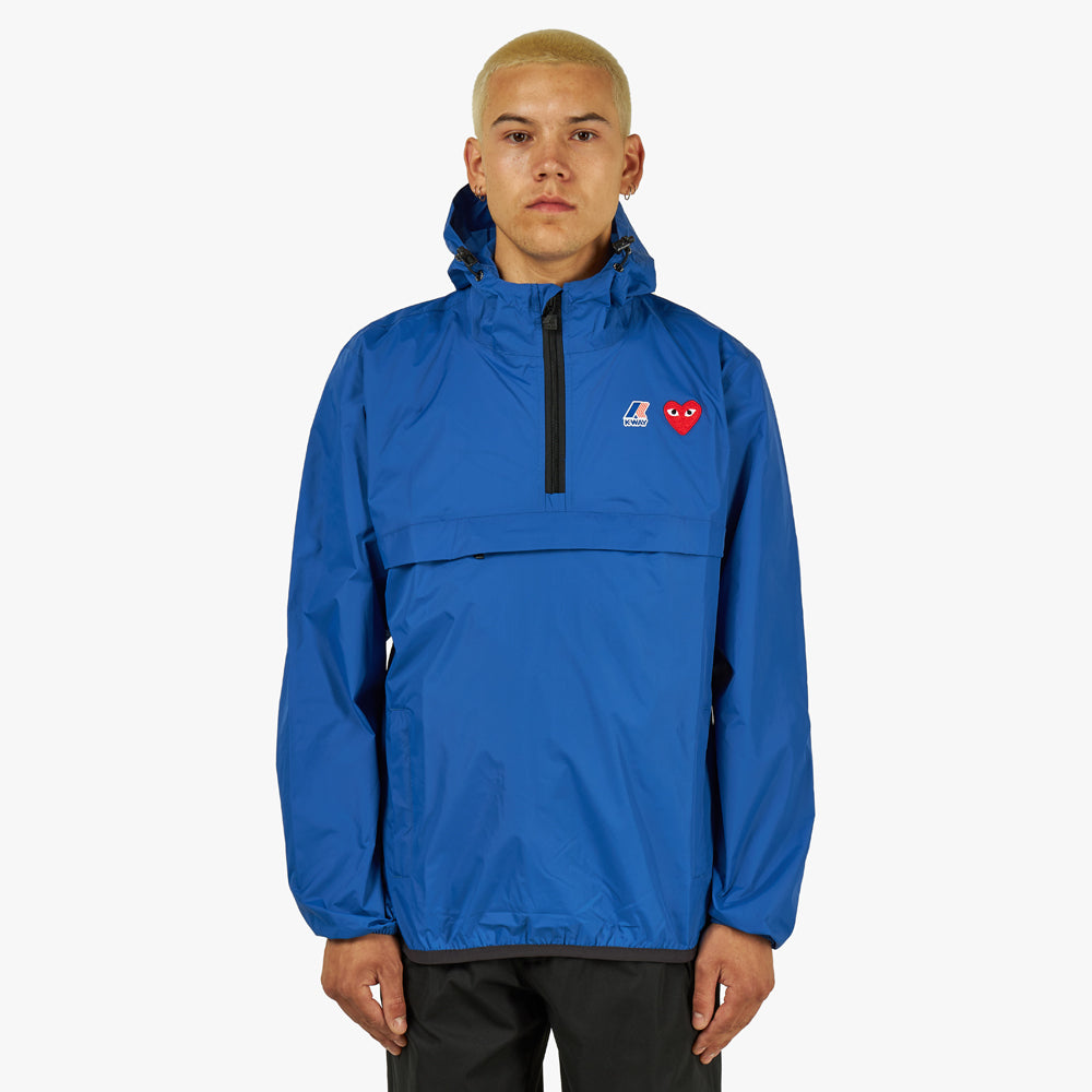 COMME des GARCONS PLAY K WAY Hoddie Half Zip Blue